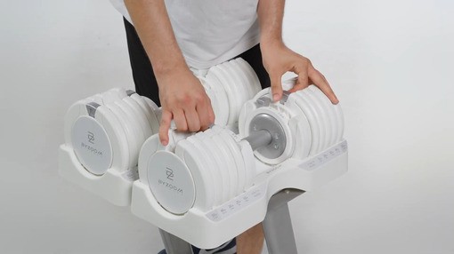 adjustable dumbbell 55lb white t9